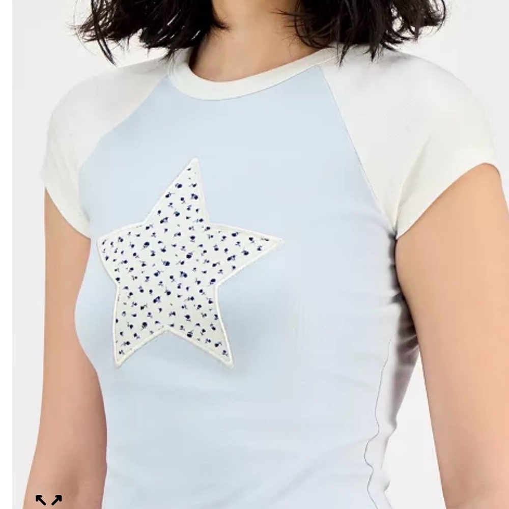 Light Blue Star Print Women's Tee